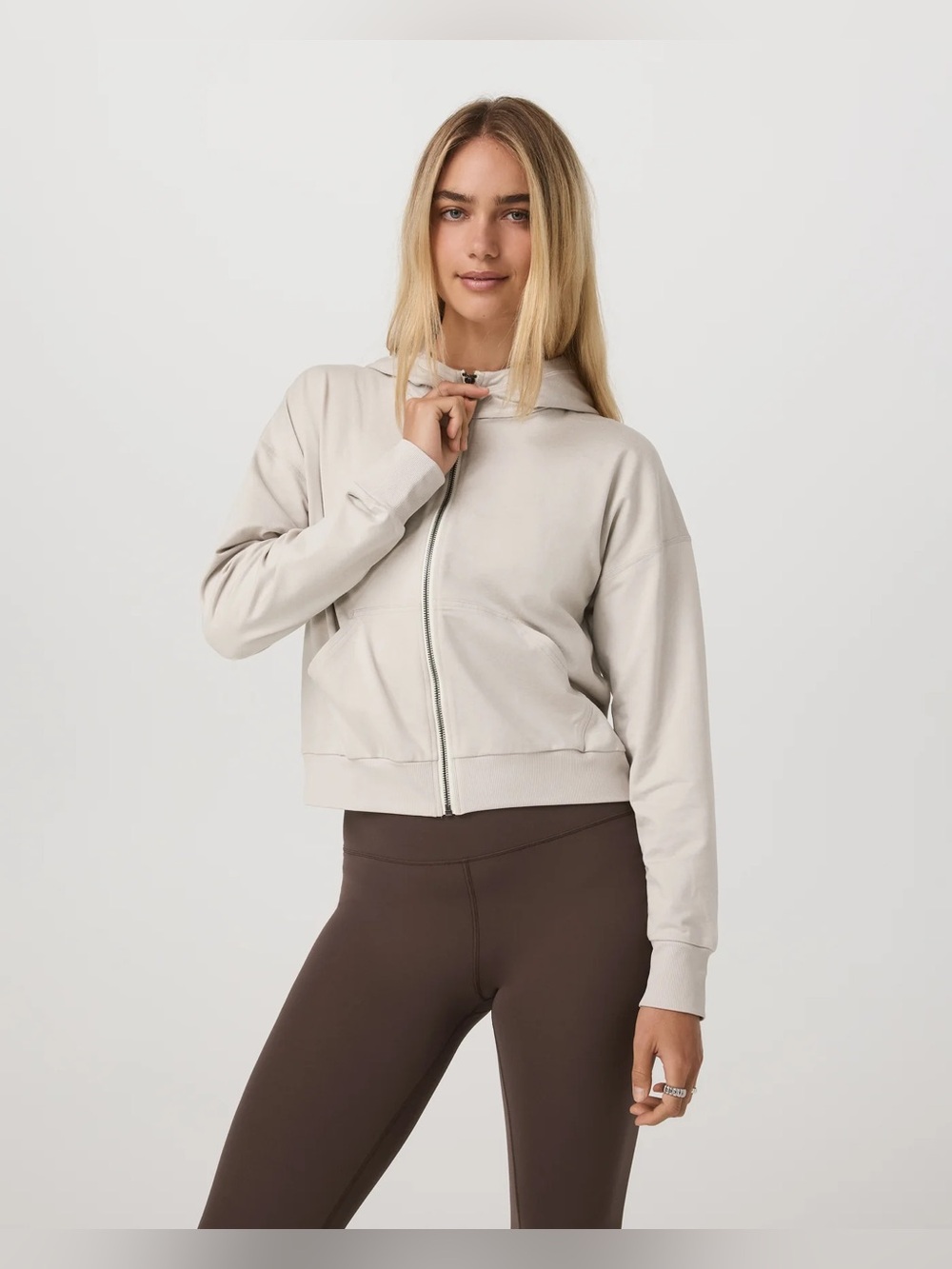 Vuori Cream/ivory Matching Sweatpants Zip Up Sweatshirt Set Size Small